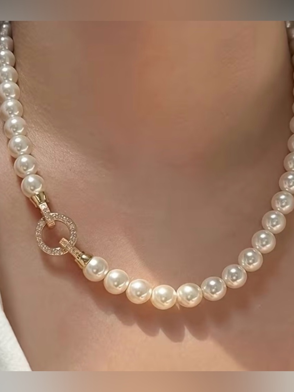 Classic Pearl Strand Necklace with Gold Accent